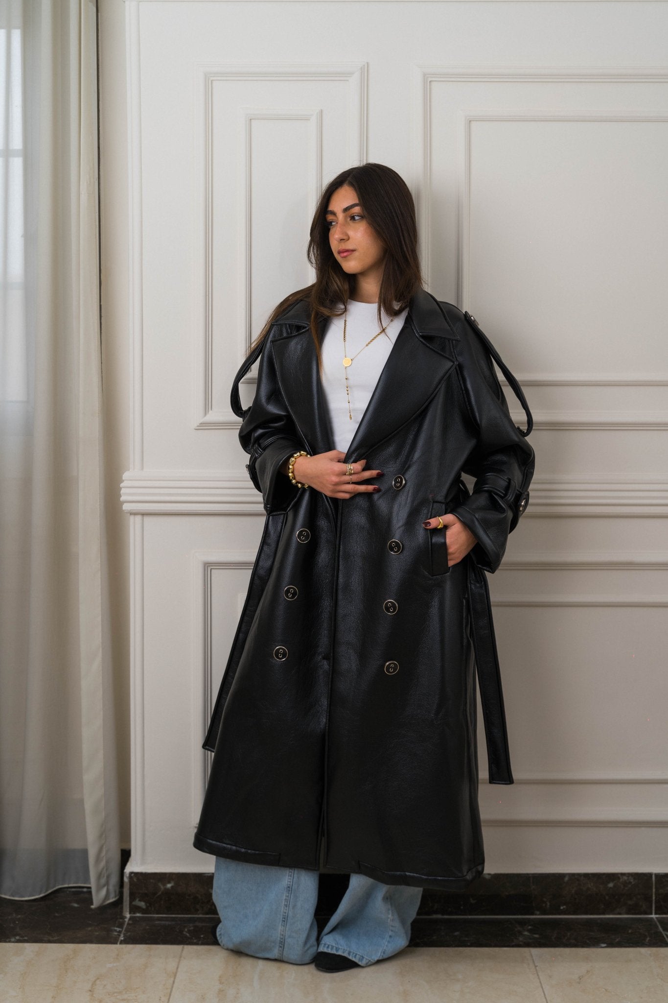 Auréne Leather Coat Black - Ornaty