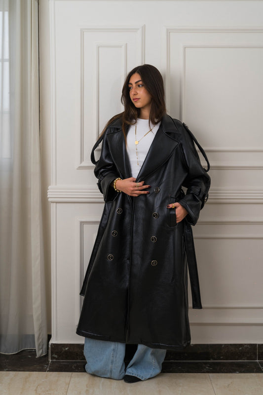 Auréne Leather Coat Black - Ornaty