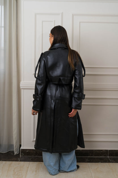 Auréne Leather Coat Black - Ornaty