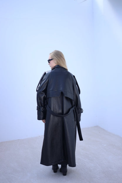 Auréne Leather Coat Black - Ornaty