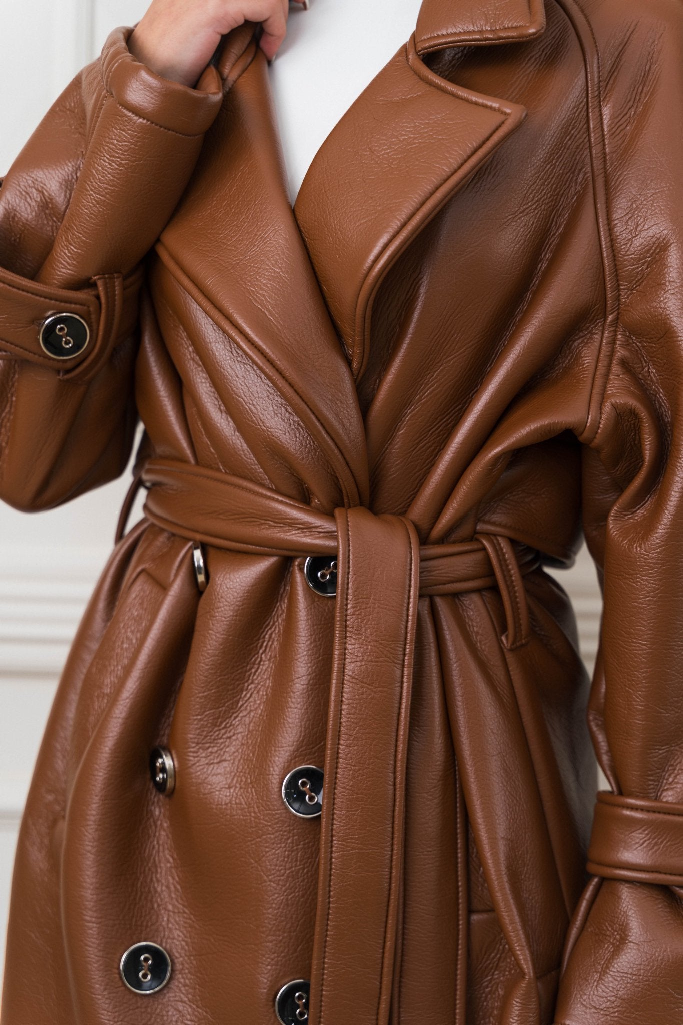 Auréne Leather Coat Brown - Ornaty