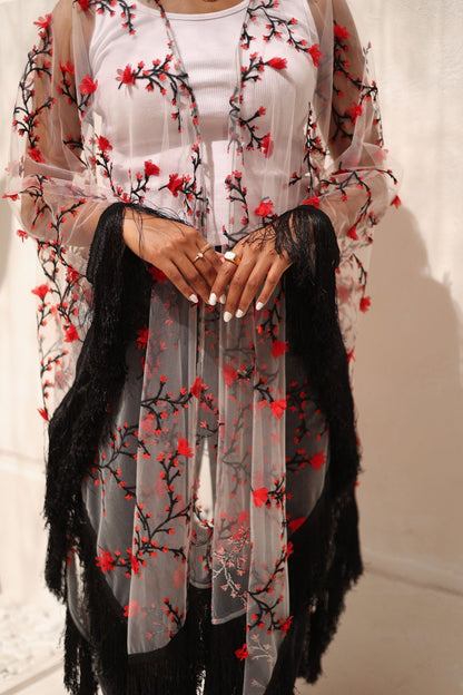 Embroidered Tulle Kimono - Ornaty