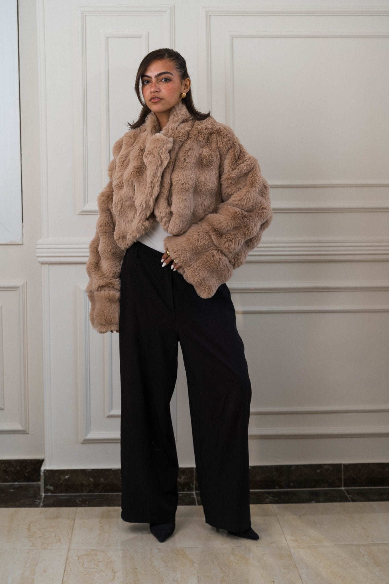 Serenité Fur Jacket Champagne Beige - Ornaty