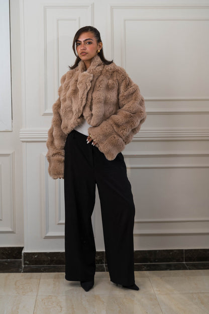 Serenité Fur Jacket Champagne Beige - Ornaty