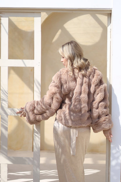 Serenité Fur Jacket Champagne Beige - Ornaty