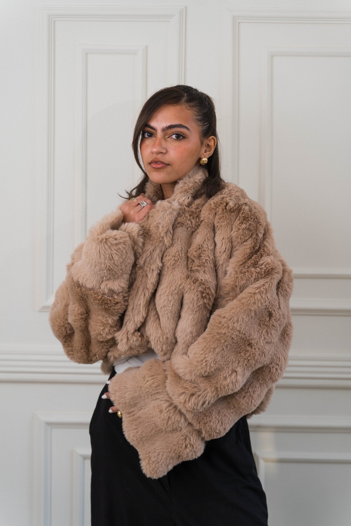 Serenité Fur Jacket Champagne Beige - Ornaty