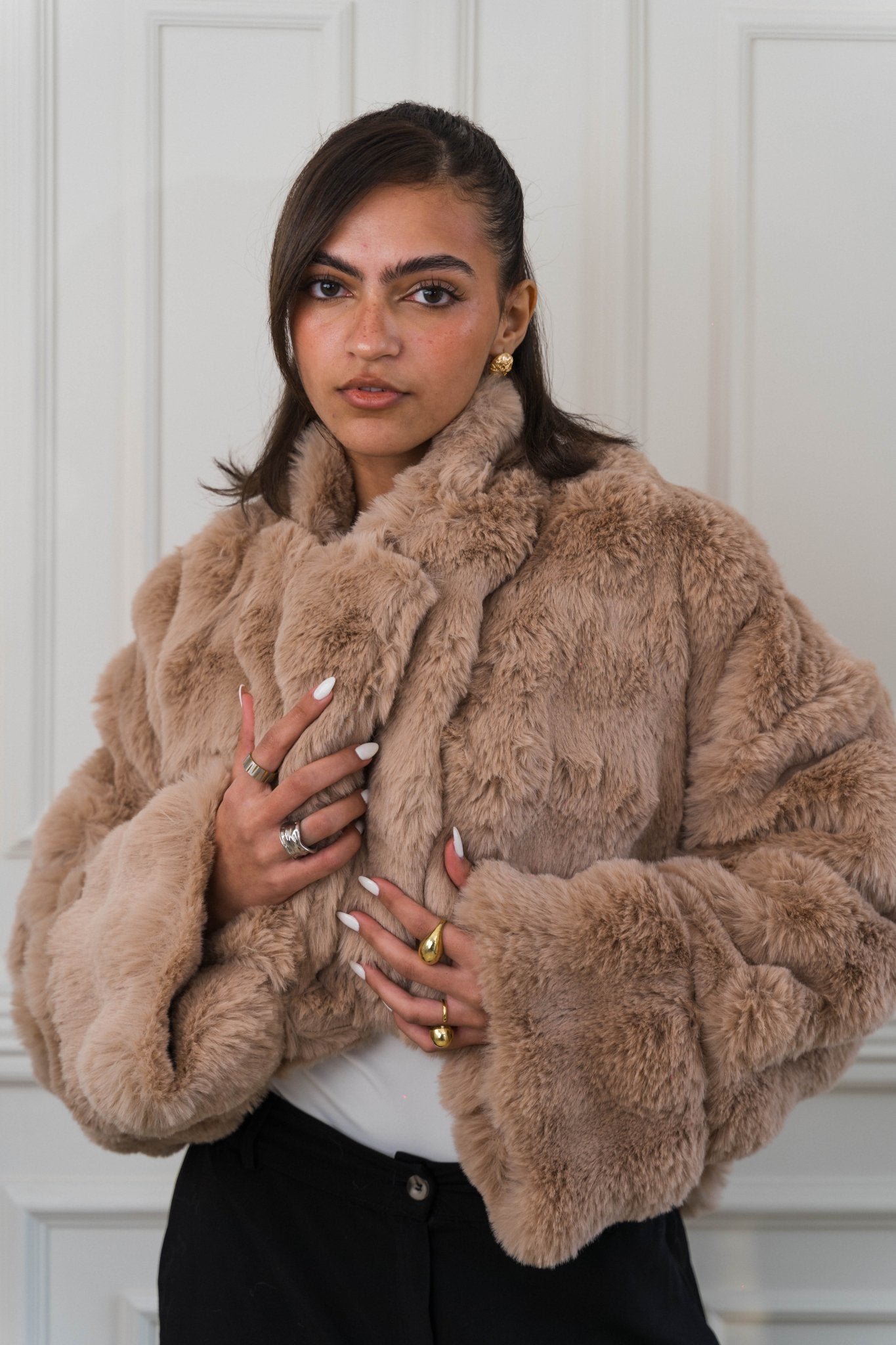 Serenité Fur Jacket Champagne Beige - Ornaty