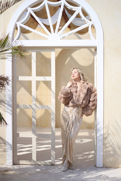 Serenité Fur Jacket Champagne Beige - Ornaty