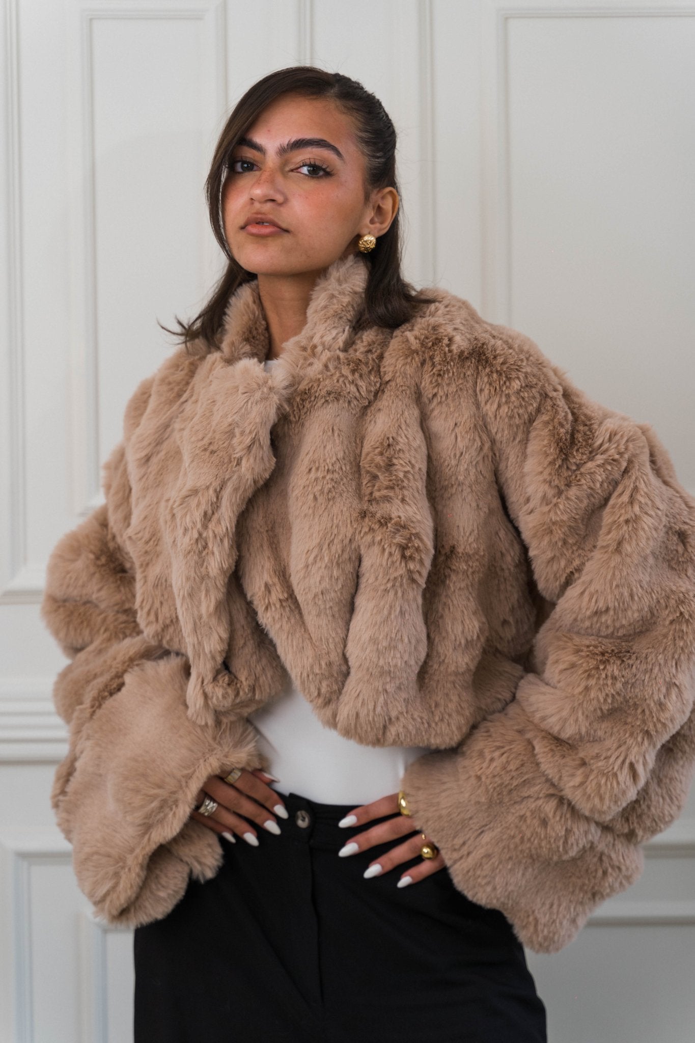 Serenité Fur Jacket Champagne Beige - Ornaty