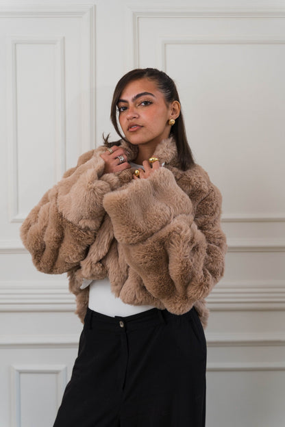 Serenité Fur Jacket Champagne Beige - Ornaty