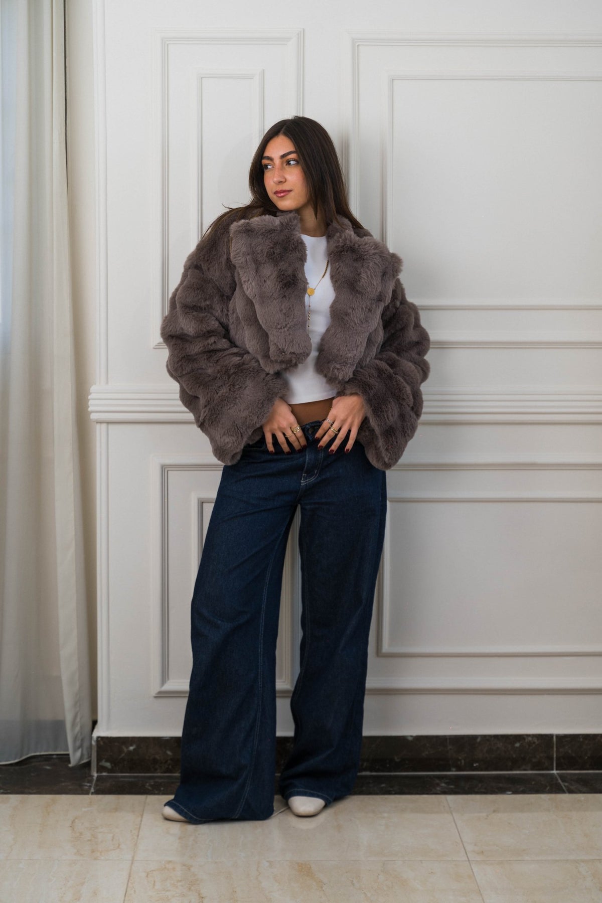 Serenité Fur Jacket Mocha Brown - Ornaty