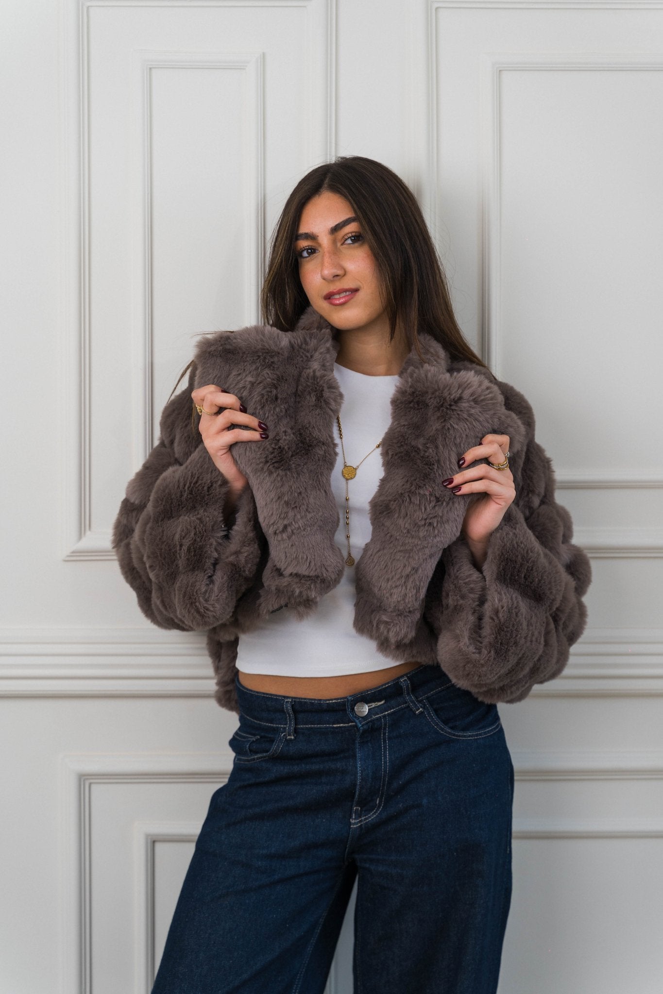 Serenité Fur Jacket Mocha Brown - Ornaty