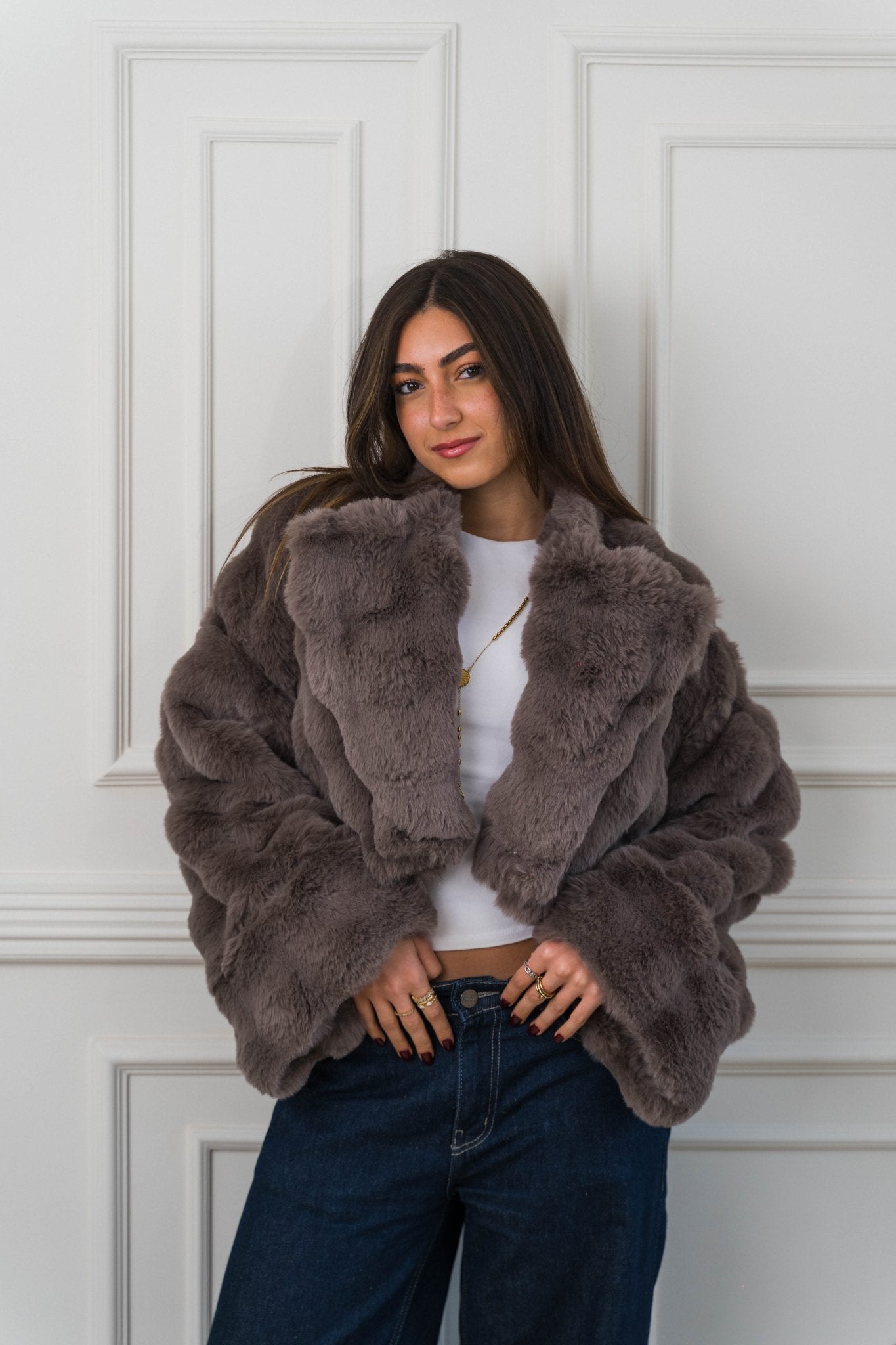 Serenité Fur Jacket Mocha Brown - Ornaty