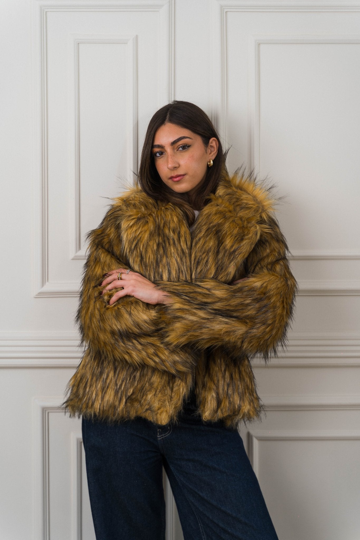 Valencía Faux Fur Jacket – Gold - Ornaty