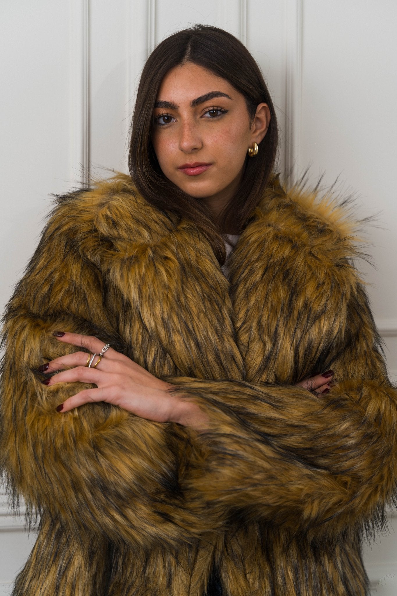 Valencía Faux Fur Jacket – Gold - Ornaty