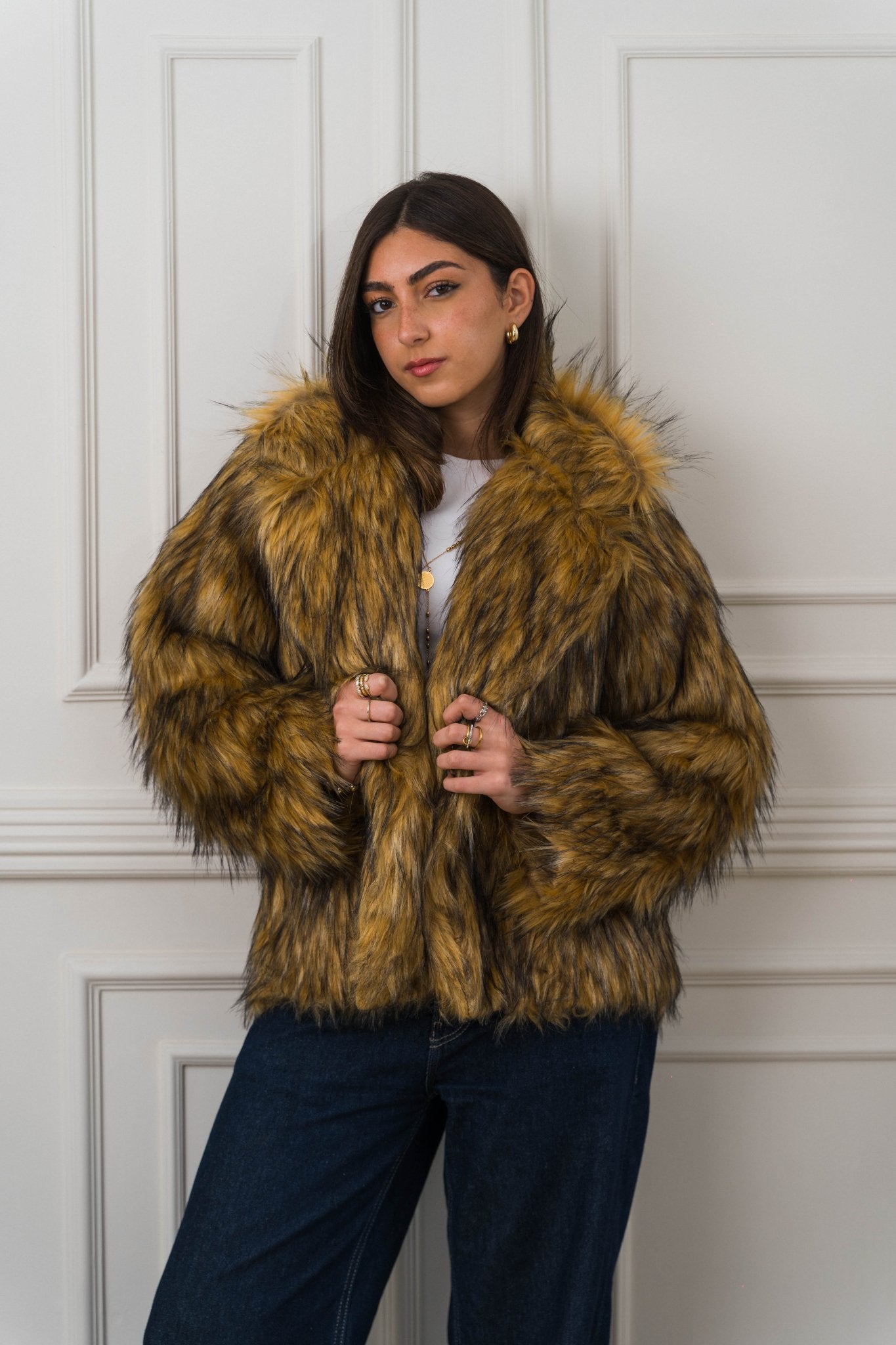 Valencía Faux Fur Jacket – Gold - Ornaty